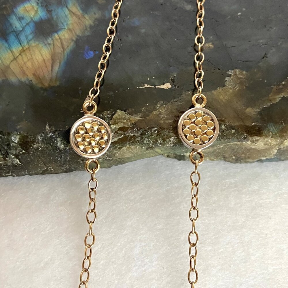 Anna Beck 18K Gold Plated Sterling Silver 925 Long Disc Station Necklace 36" - Picture 6 of 16
